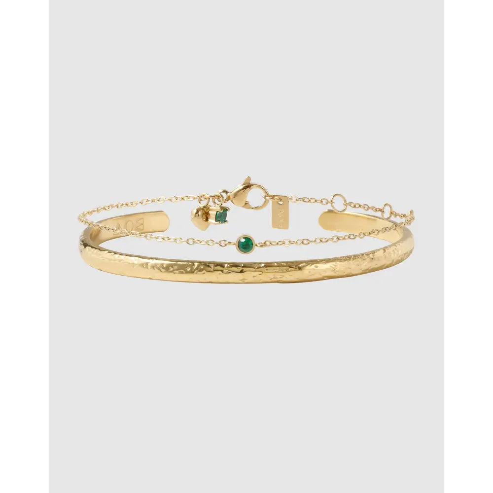 Mini Birthstone Bracelet Stack - May - Emerald - Bracelets