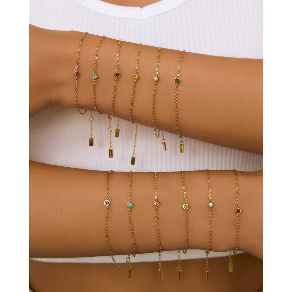 Mini Birthstone Gold Bracelet - Bracelets