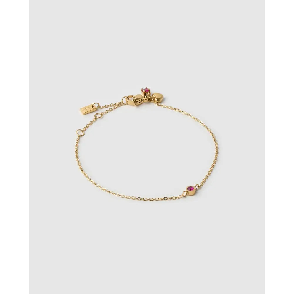 Mini Birthstone Gold Bracelet - July - Ruby - Bracelets