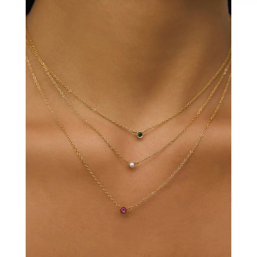 Mini Birthstone Gold Necklace - Necklaces