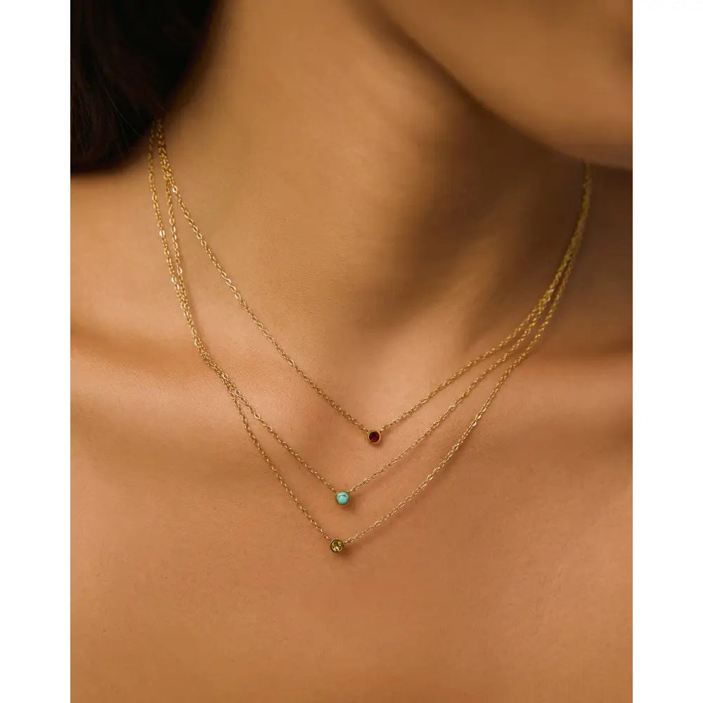 Mini Birthstone Gold Necklace - Necklaces
