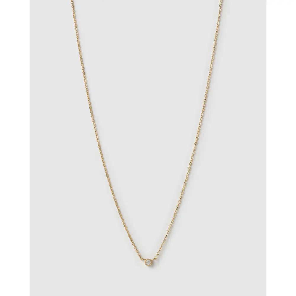 Mini Birthstone Gold Necklace - Gold / April - Diamond - Necklaces