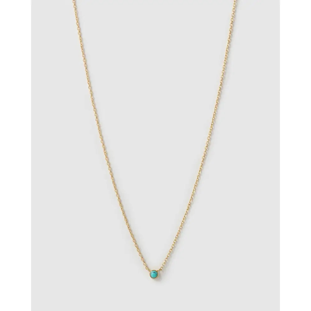 Mini Birthstone Gold Necklace - Gold / December - Turquoise - Necklaces