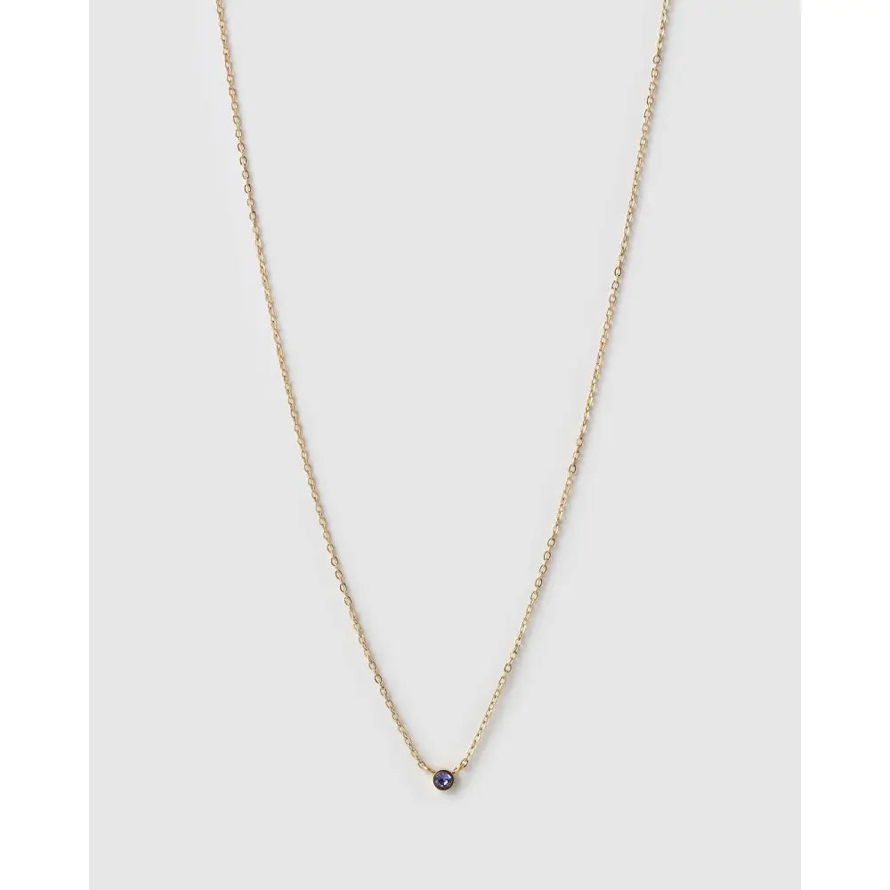 Mini Birthstone Gold Necklace - Gold / February - Amethyst - Necklaces