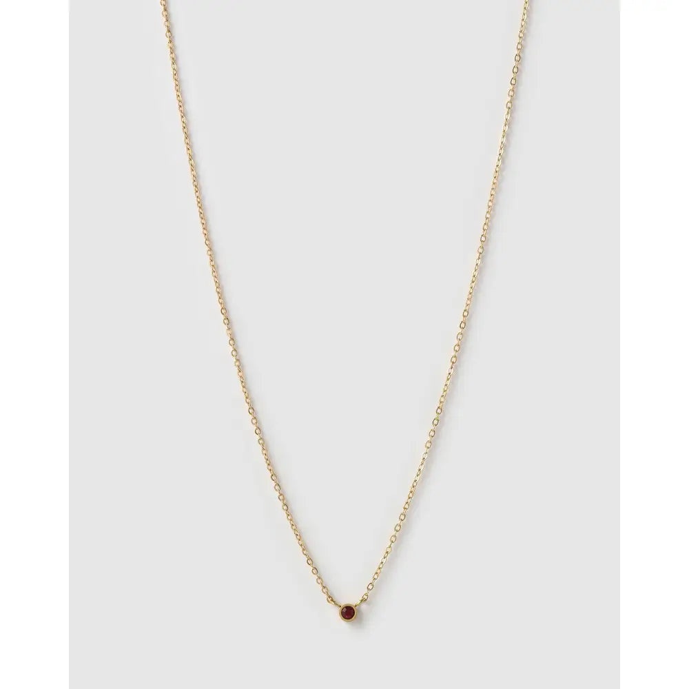 Mini Birthstone Gold Necklace - Gold / January - Garnet - Necklaces