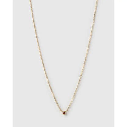 Mini Birthstone Gold Necklace - Gold / January - Garnet - Necklaces