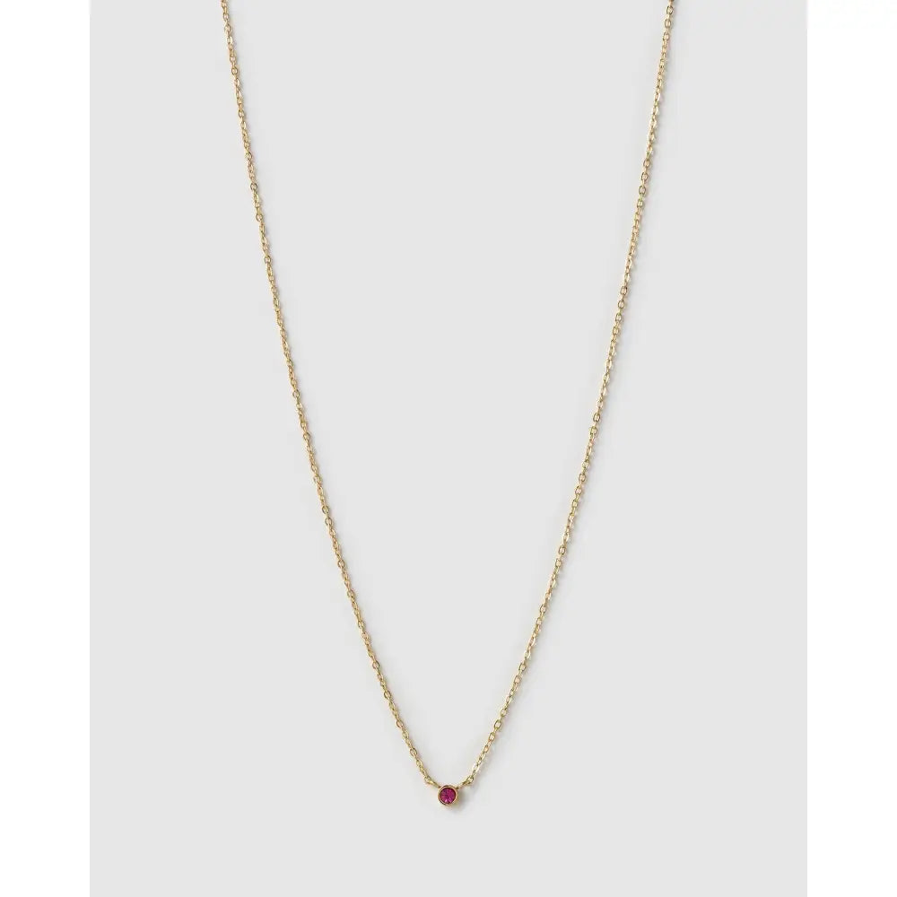Mini Birthstone Gold Necklace - Gold / July - Ruby - Necklaces