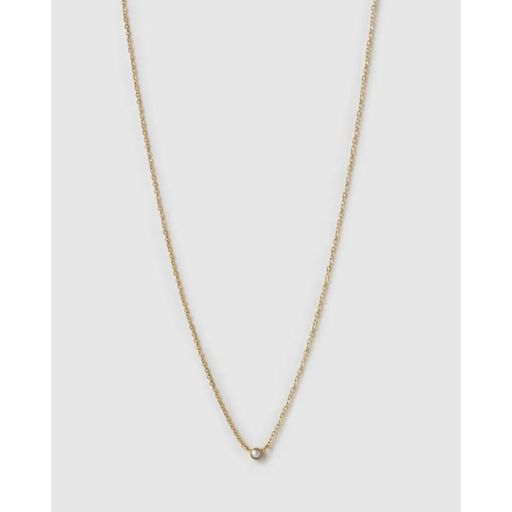 Mini Birthstone Gold Necklace - Gold / June - Pearl - Necklaces