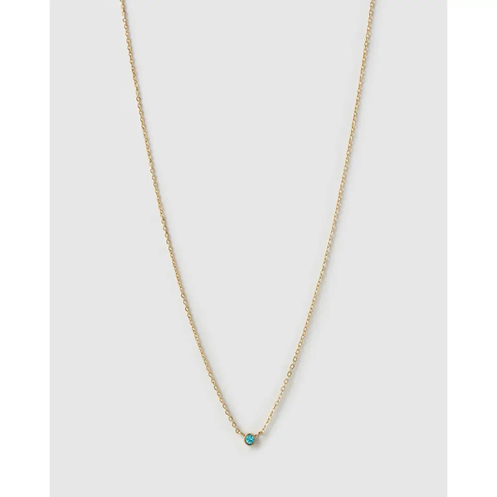 Mini Birthstone Gold Necklace - Gold / March - Aquamarine - Necklaces