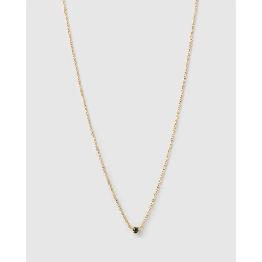 Mini Birthstone Gold Necklace - Gold / May - Emerald - Necklaces