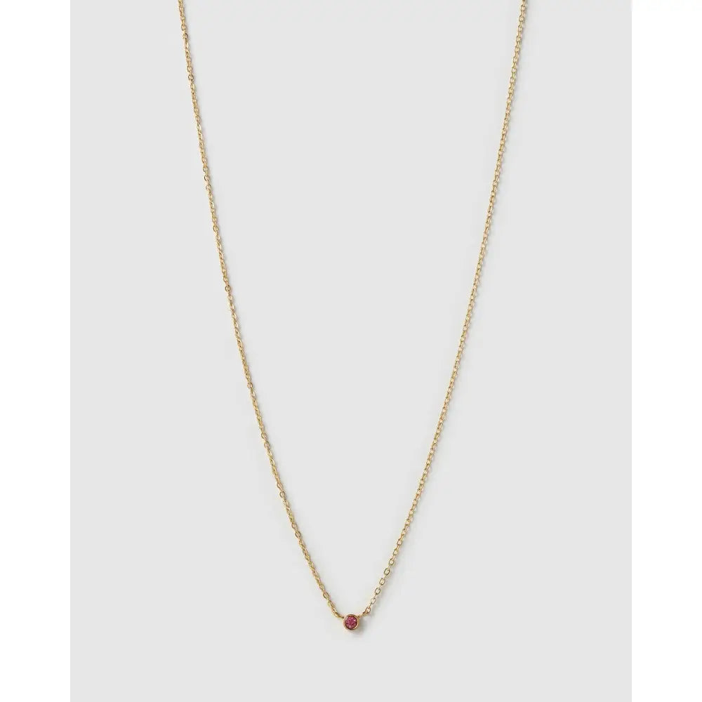 Mini Birthstone Gold Necklace - Gold / October - Pink Tourmaline - Necklaces