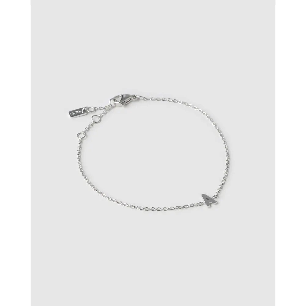 Mini Initial Bracelet - Silver / A - Bracelets