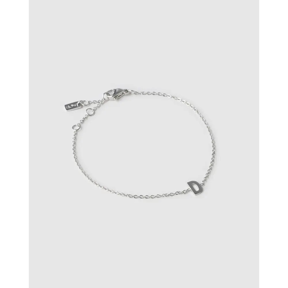 Mini Initial Bracelet - Silver / D - Bracelets