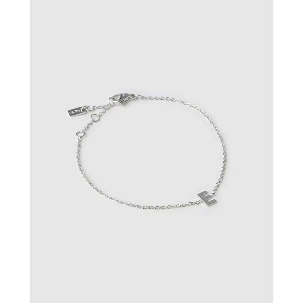 Mini Initial Bracelet - Silver / E - Bracelets