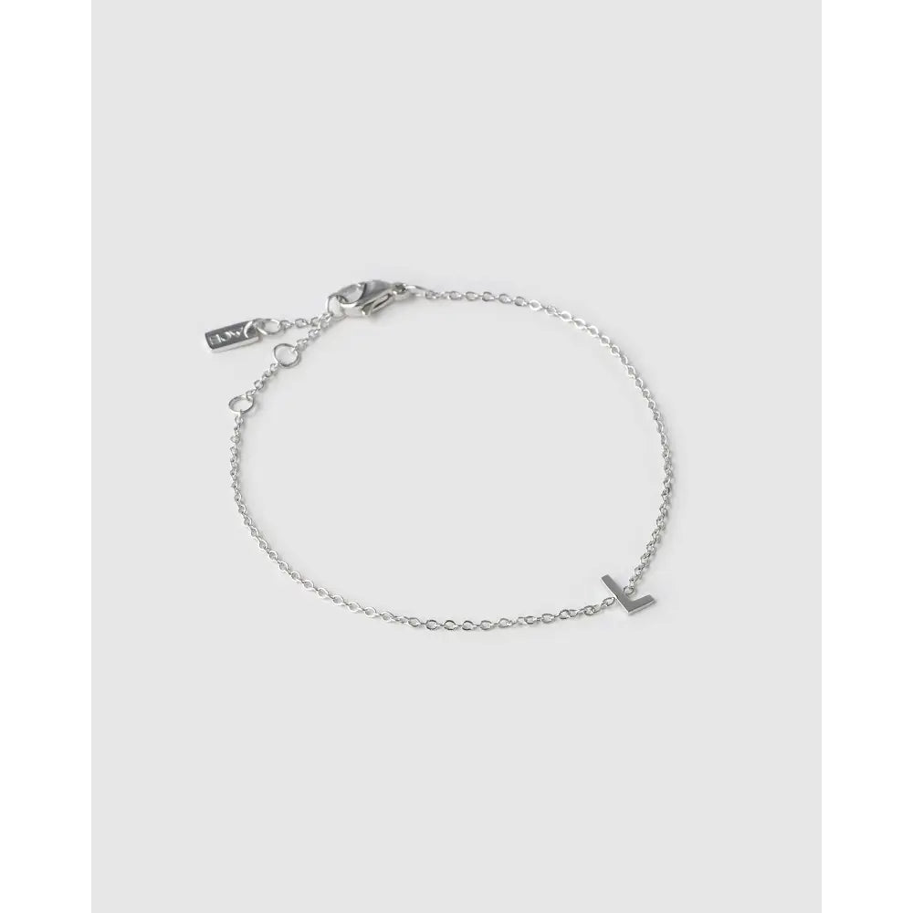 Mini Initial Bracelet - Silver / L - Bracelets