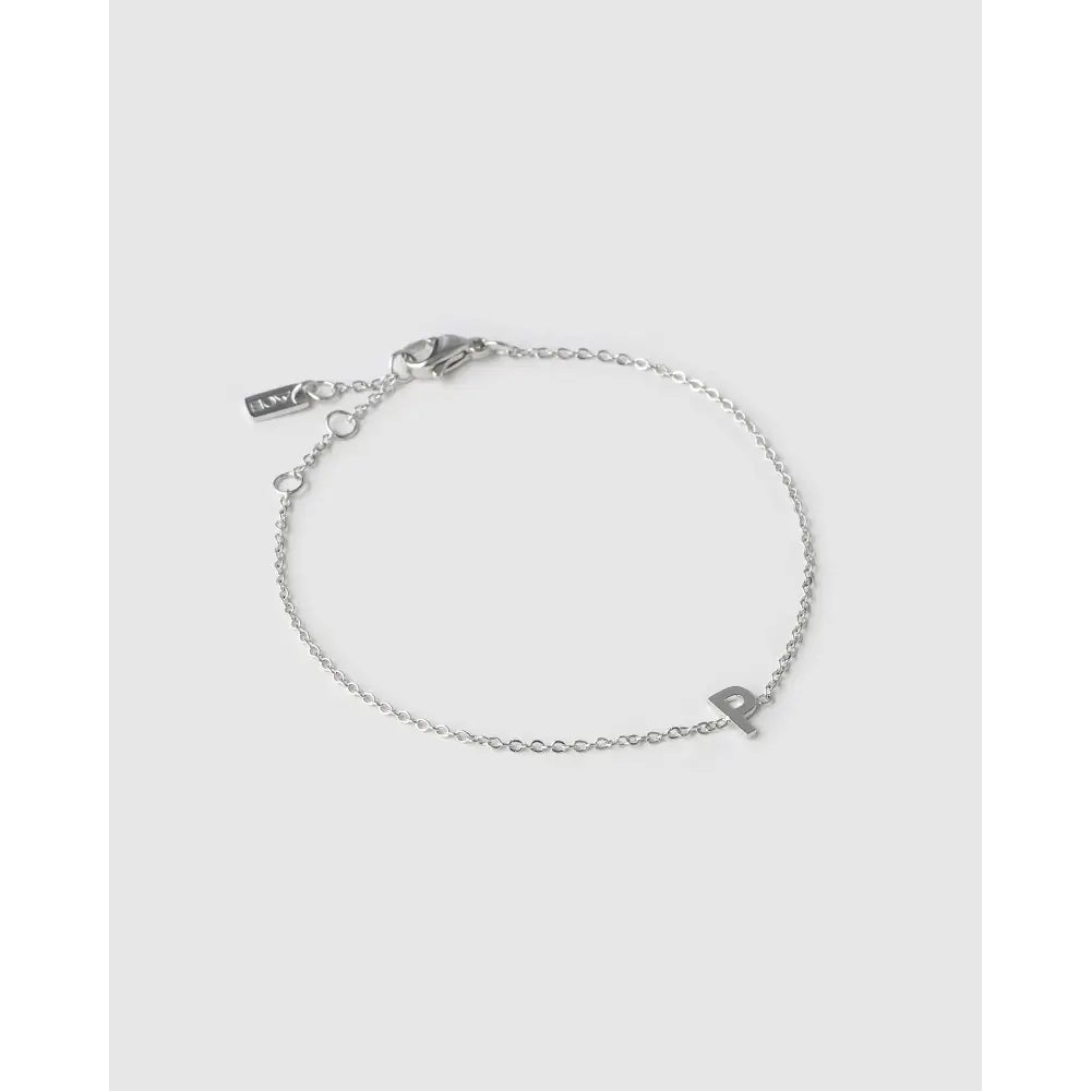 Mini Initial Bracelet - Silver / P - Bracelets
