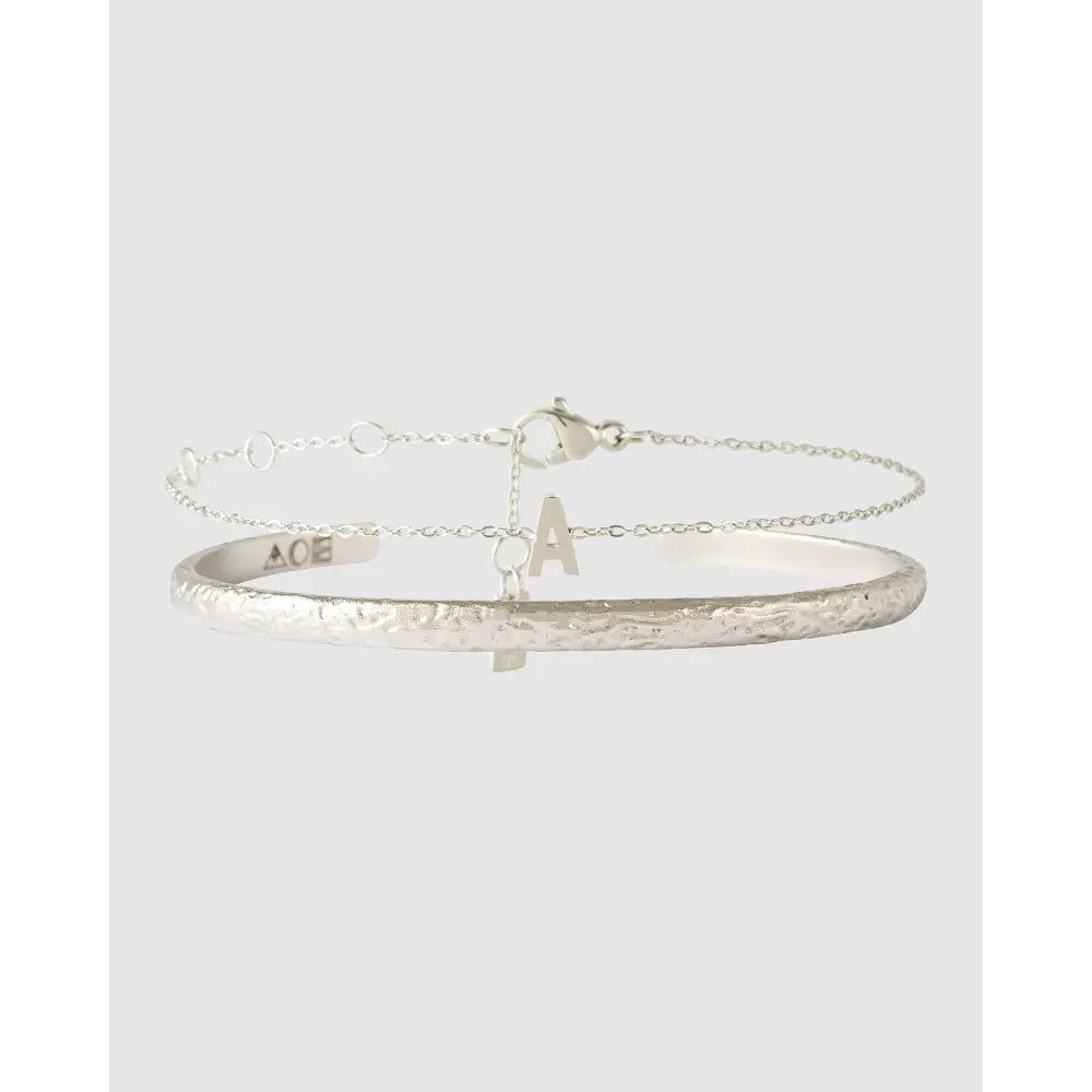 Mini Initial Bracelet Stack - A / Silver - Bracelets