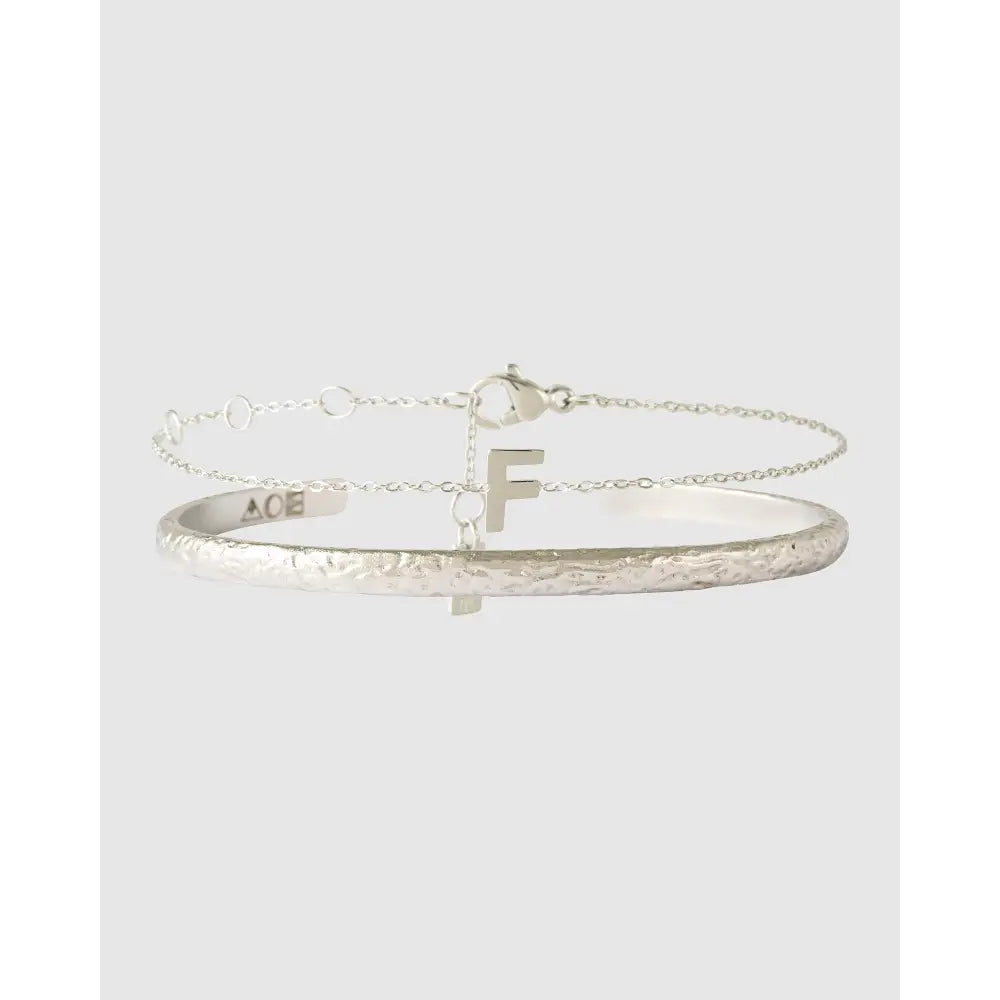 Mini Initial Bracelet Stack - F / Silver - Bracelets