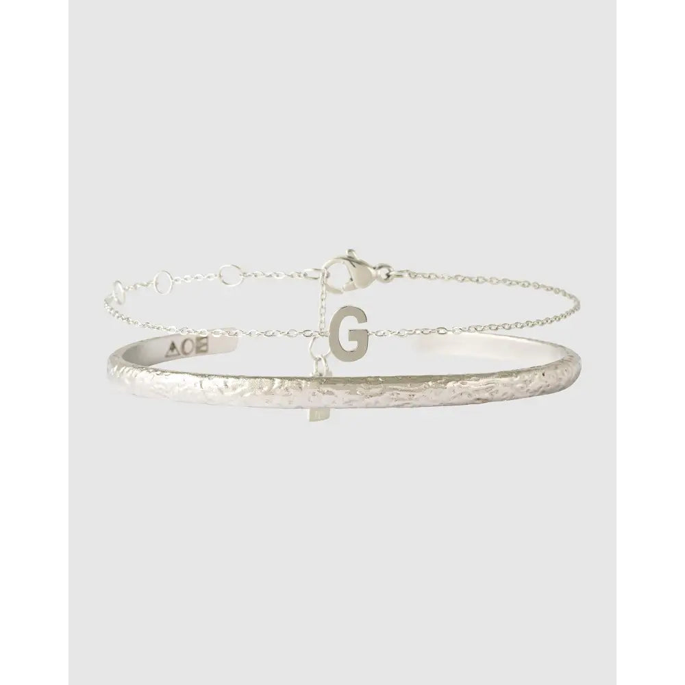 Mini Initial Bracelet Stack - G / Silver - Bracelets