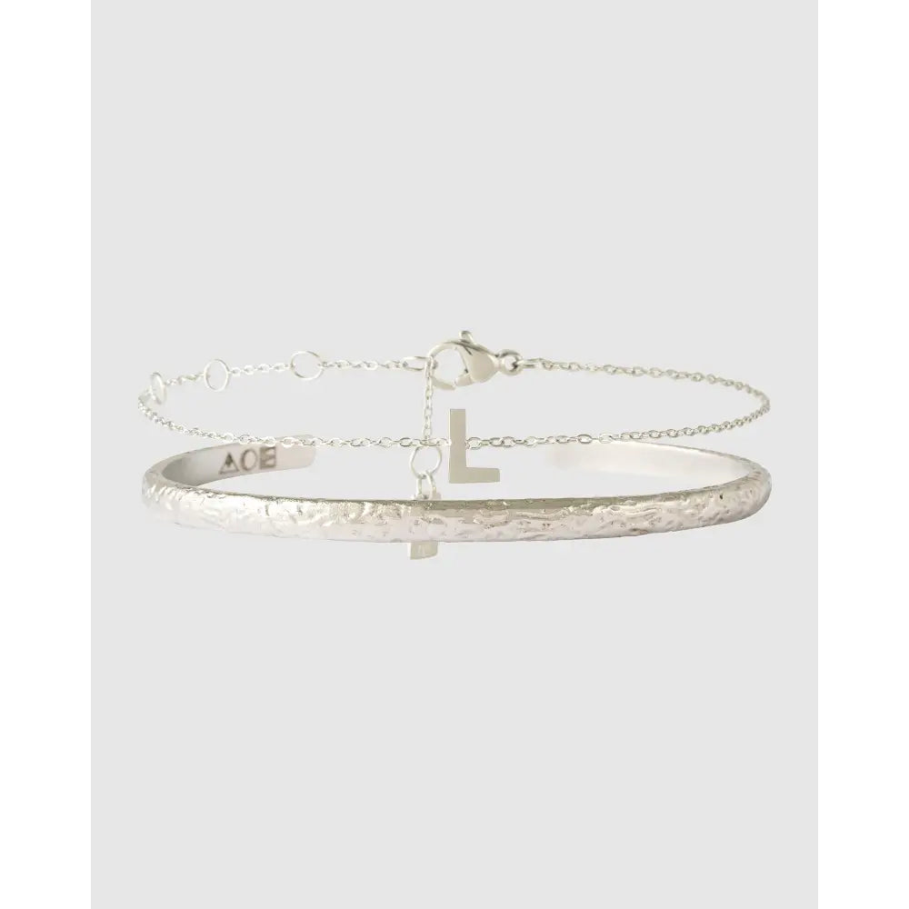 Mini Initial Bracelet Stack - L / Silver - Bracelets