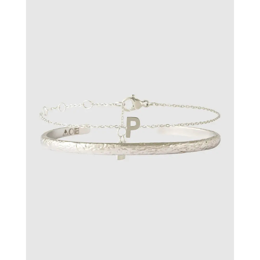Mini Initial Bracelet Stack - P / Silver - Bracelets