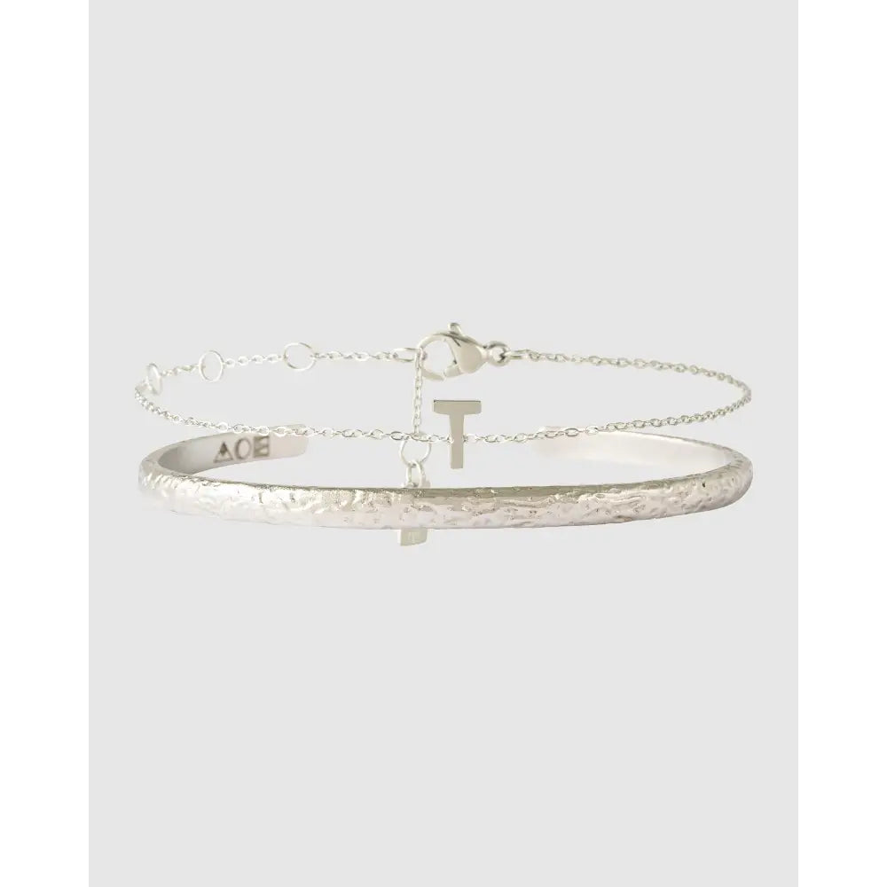 Mini Initial Bracelet Stack - T / Silver - Bracelets