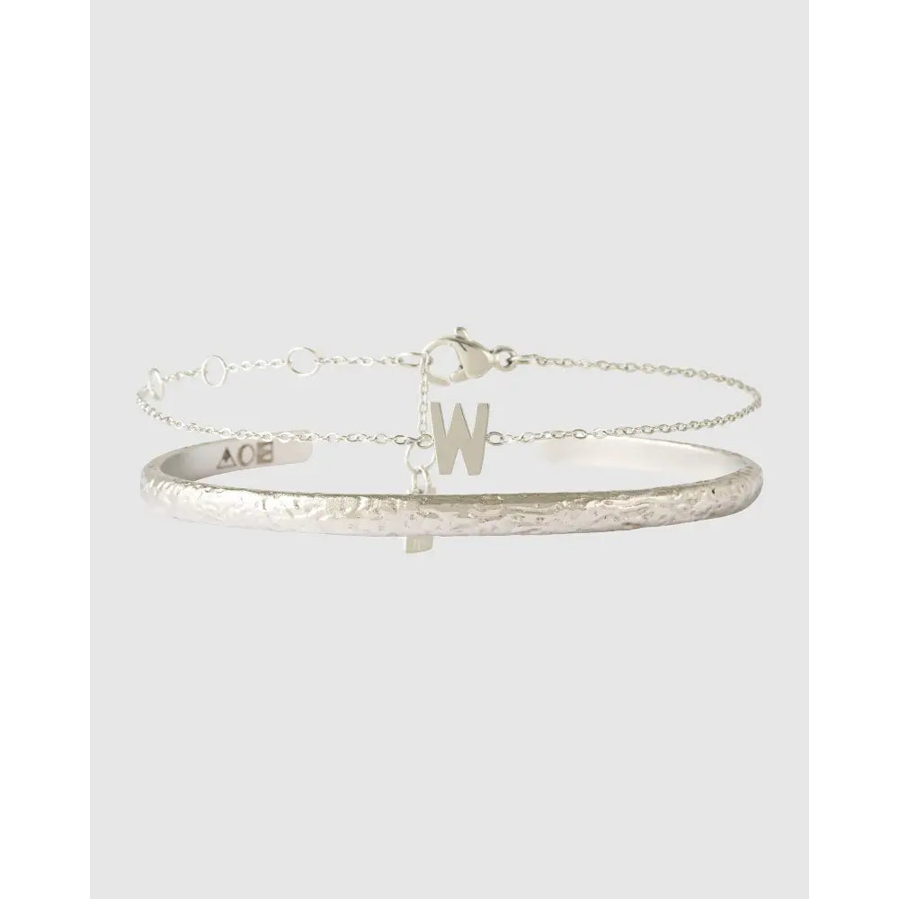 Mini Initial Bracelet Stack - W / Silver - Bracelets
