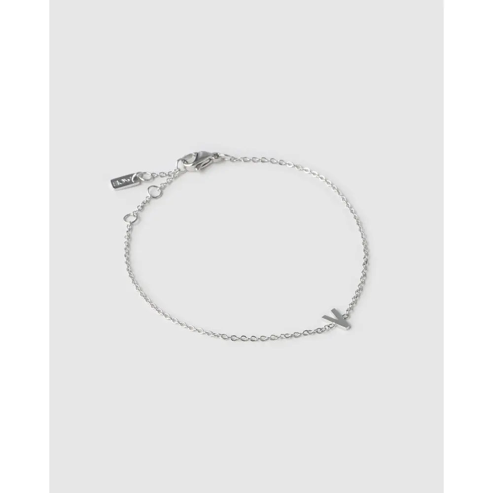 Mini Initial Bracelet - Silver / V - Bracelets