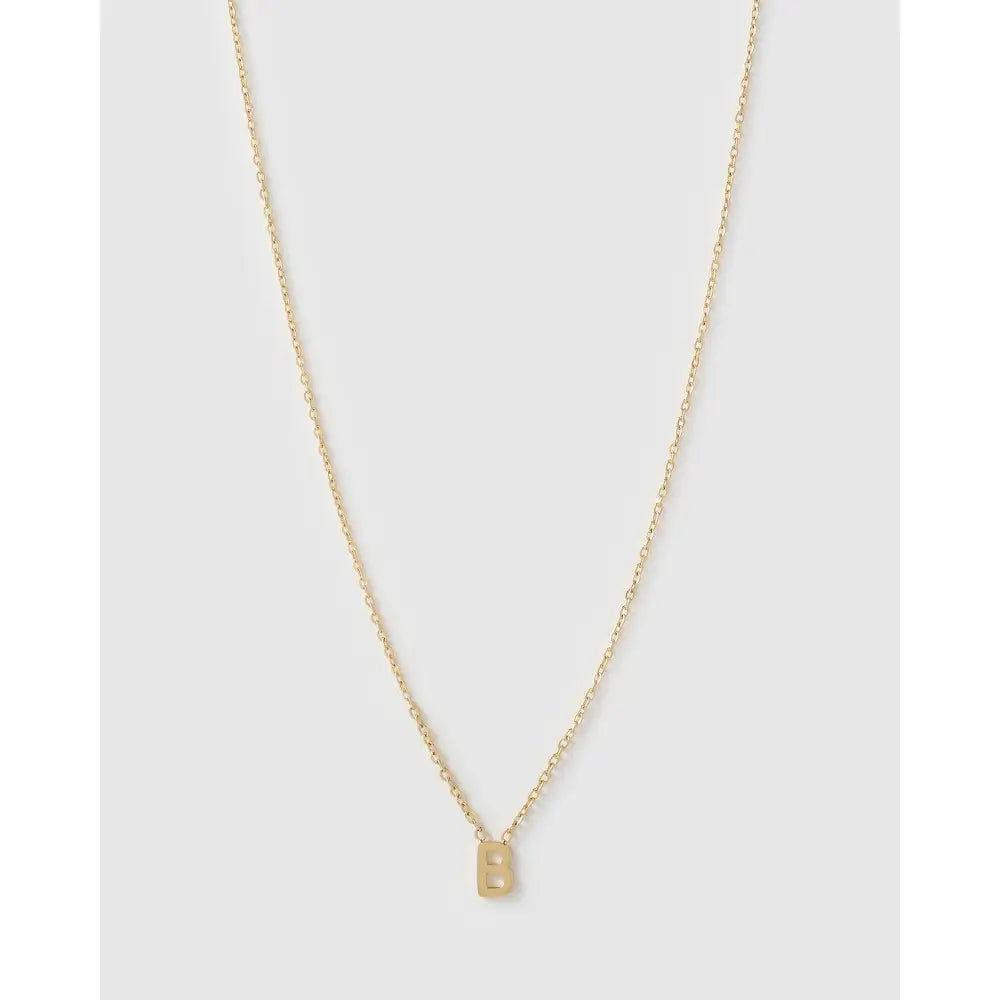Mini Initial Necklace - B / Gold - Necklaces