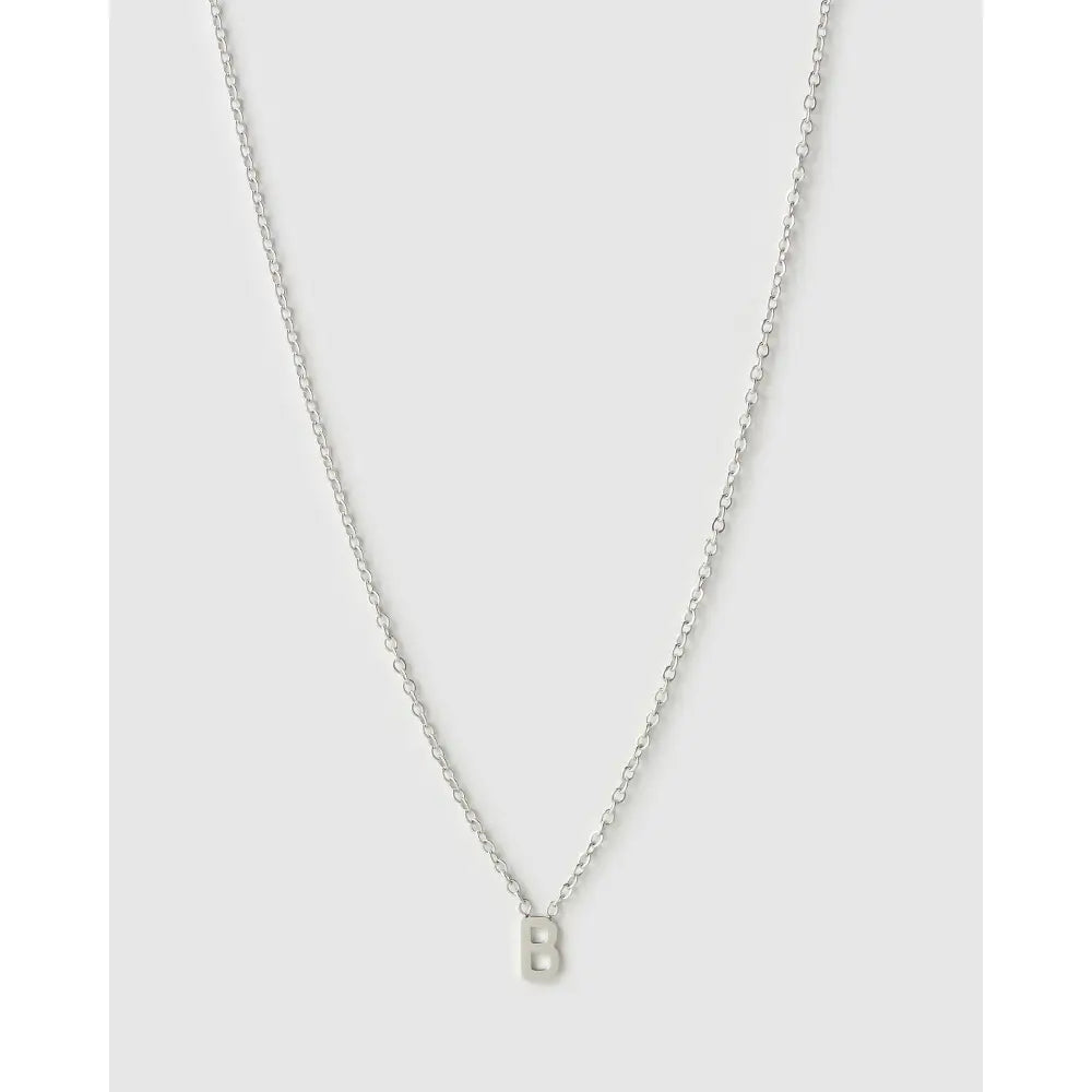 Mini Initial Necklace - B / Silver - Necklaces