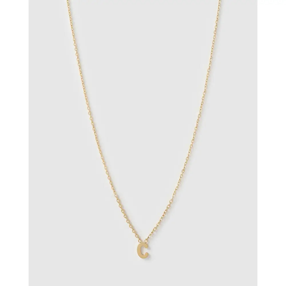 Mini Initial Necklace - C / Gold - Necklaces