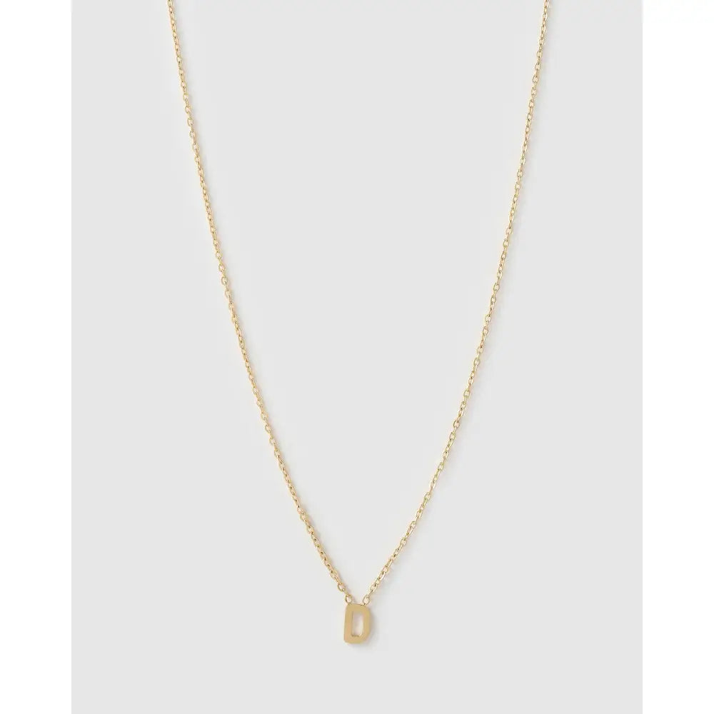 Mini Initial Necklace - D / Gold - Necklaces
