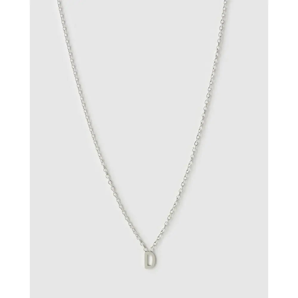 Mini Initial Necklace - D / Silver - Necklaces