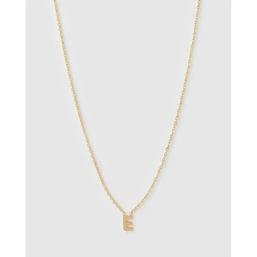 Mini Initial Necklace - E / Gold - Necklaces