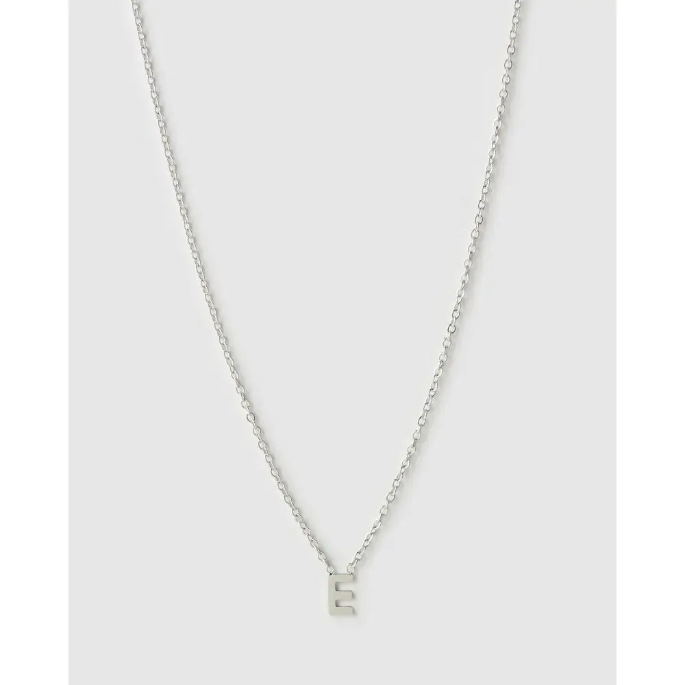 Mini Initial Necklace - E / Silver - Necklaces