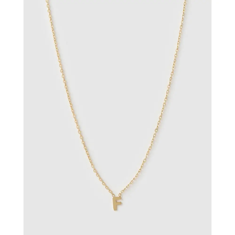 Mini Initial Necklace - F / Gold - Necklaces