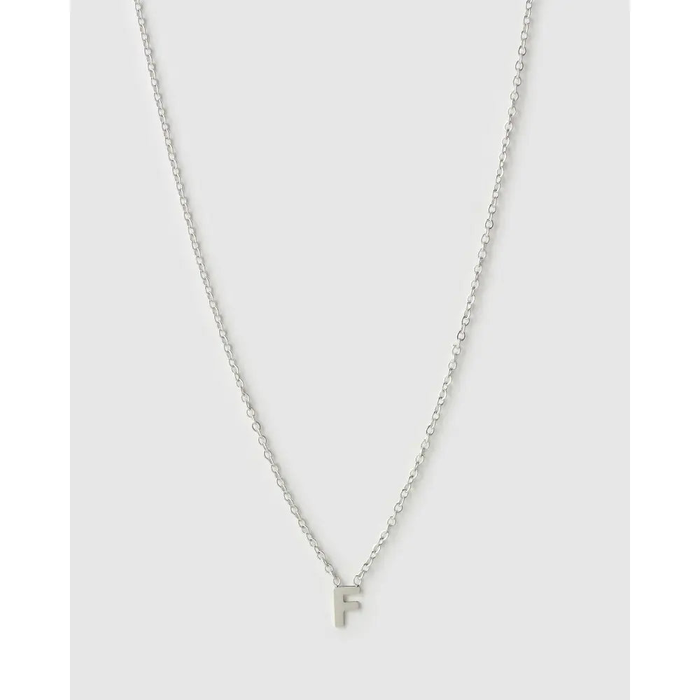 Mini Initial Necklace - F / Silver - Necklaces