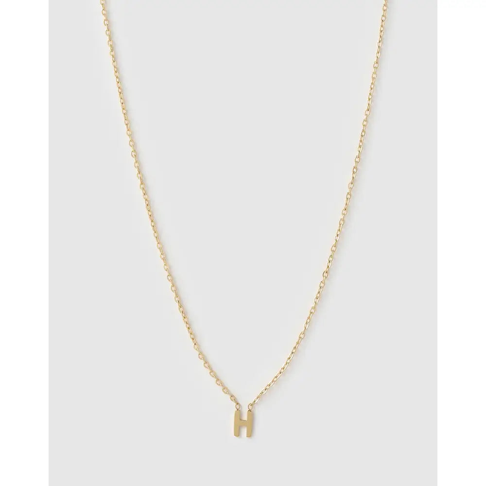 Mini Initial Necklace - H / Gold - Necklaces