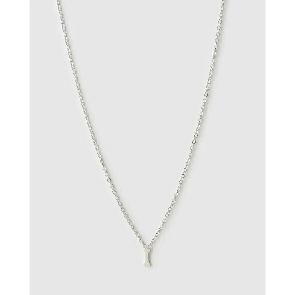 Mini Initial Necklace - I / Silver - Necklaces