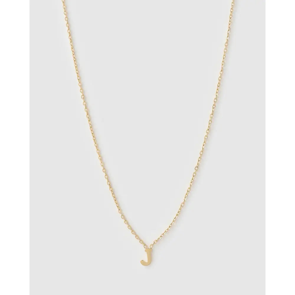 Mini Initial Necklace - J / Gold - Necklaces