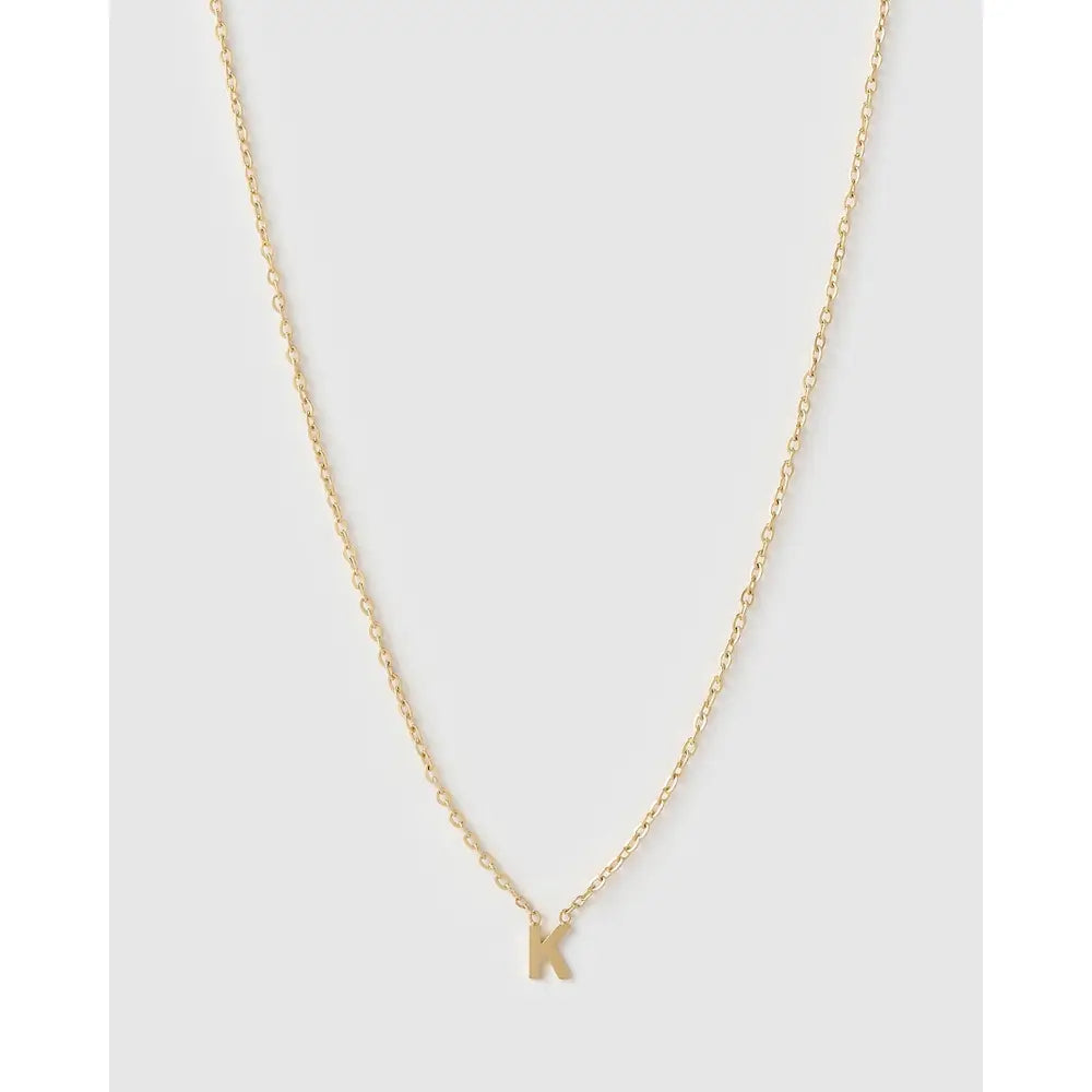 Mini Initial Necklace - K / Gold - Necklaces
