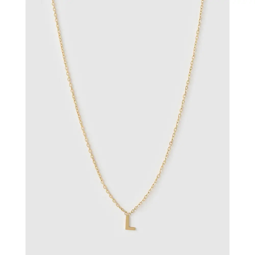 Mini Initial Necklace - L / Gold - Necklaces