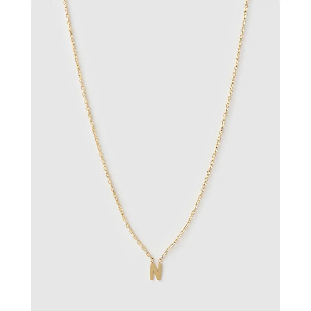 Mini Initial Necklace - N / Gold - Necklaces