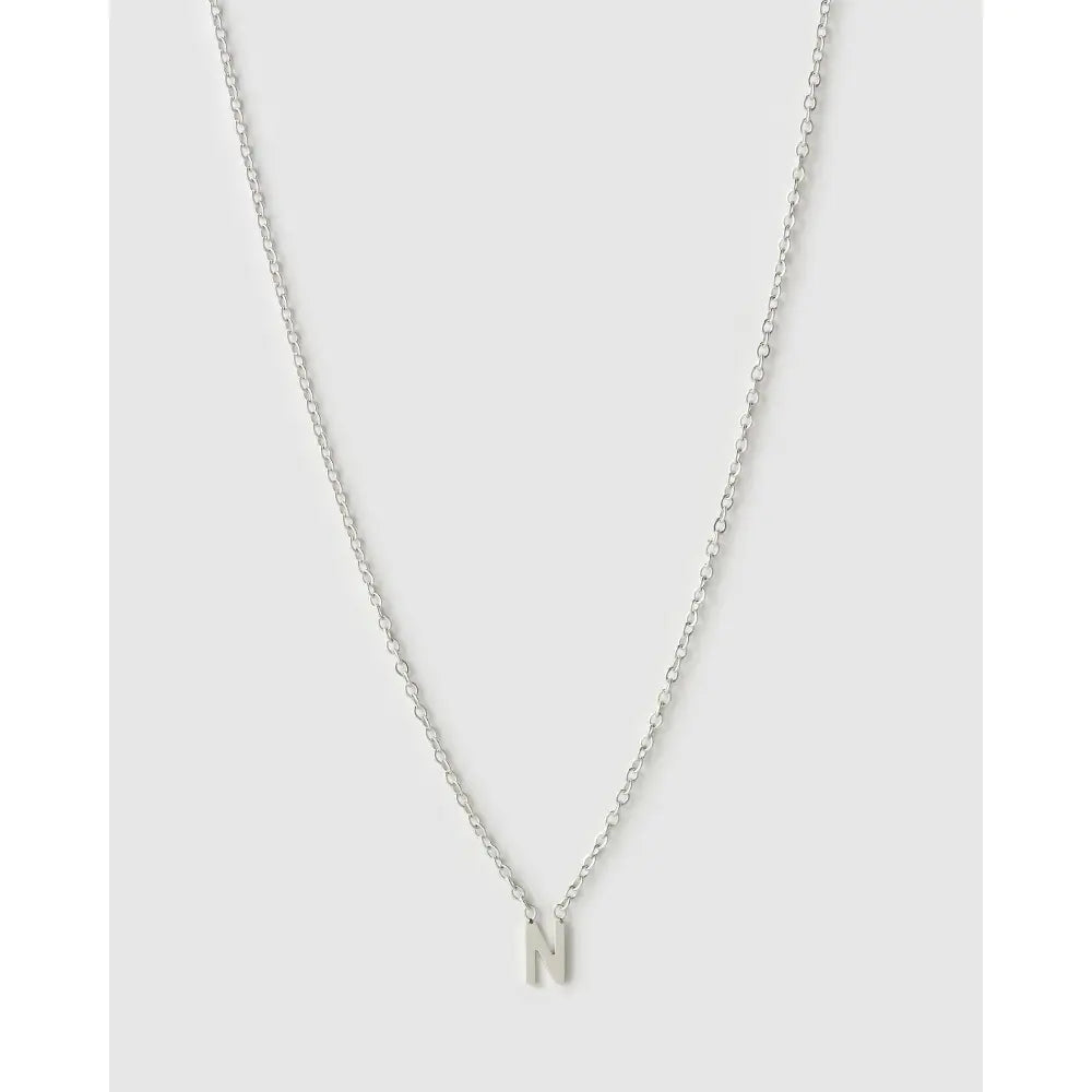 Mini Initial Necklace - N / Silver - Necklaces