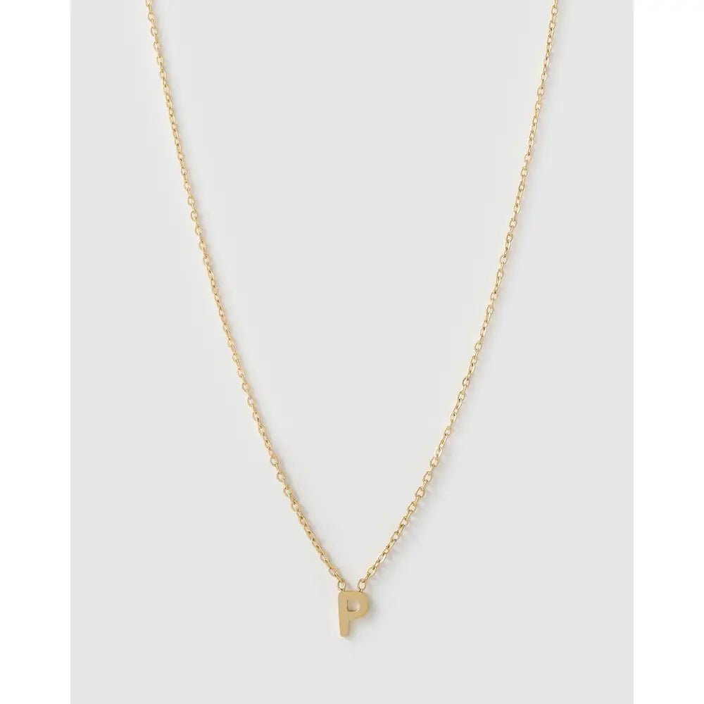 Mini Initial Necklace - P / Gold - Necklaces