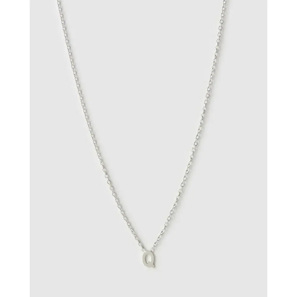 Mini Initial Necklace - Q / Silver - Necklaces