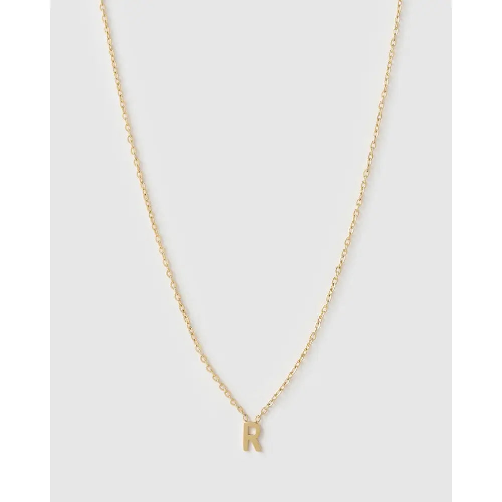 Mini Initial Necklace - R / Gold - Necklaces