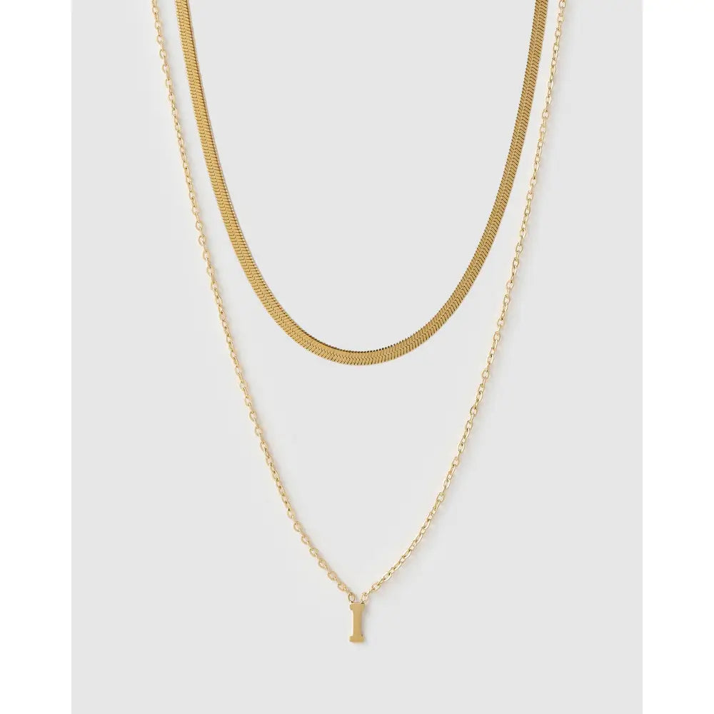 Mini Initial Necklace Stack - Gold / I - Necklaces