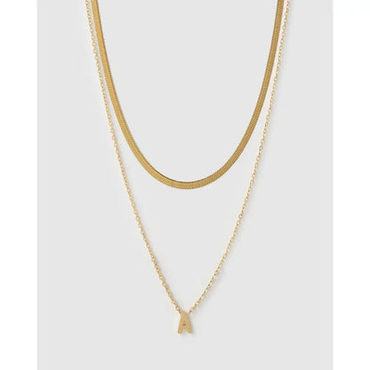Mini Initial Necklace Stack - Gold / A - Necklaces