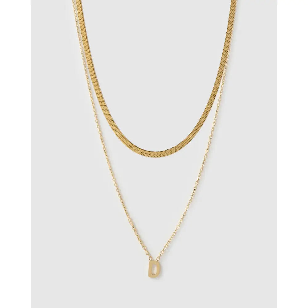 Mini Initial Necklace Stack - Gold / D - Necklaces